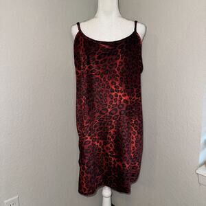 Moon Dance Slip Dress Women's 18/20 Red Black Leopard Print Mini Y2K 2000s